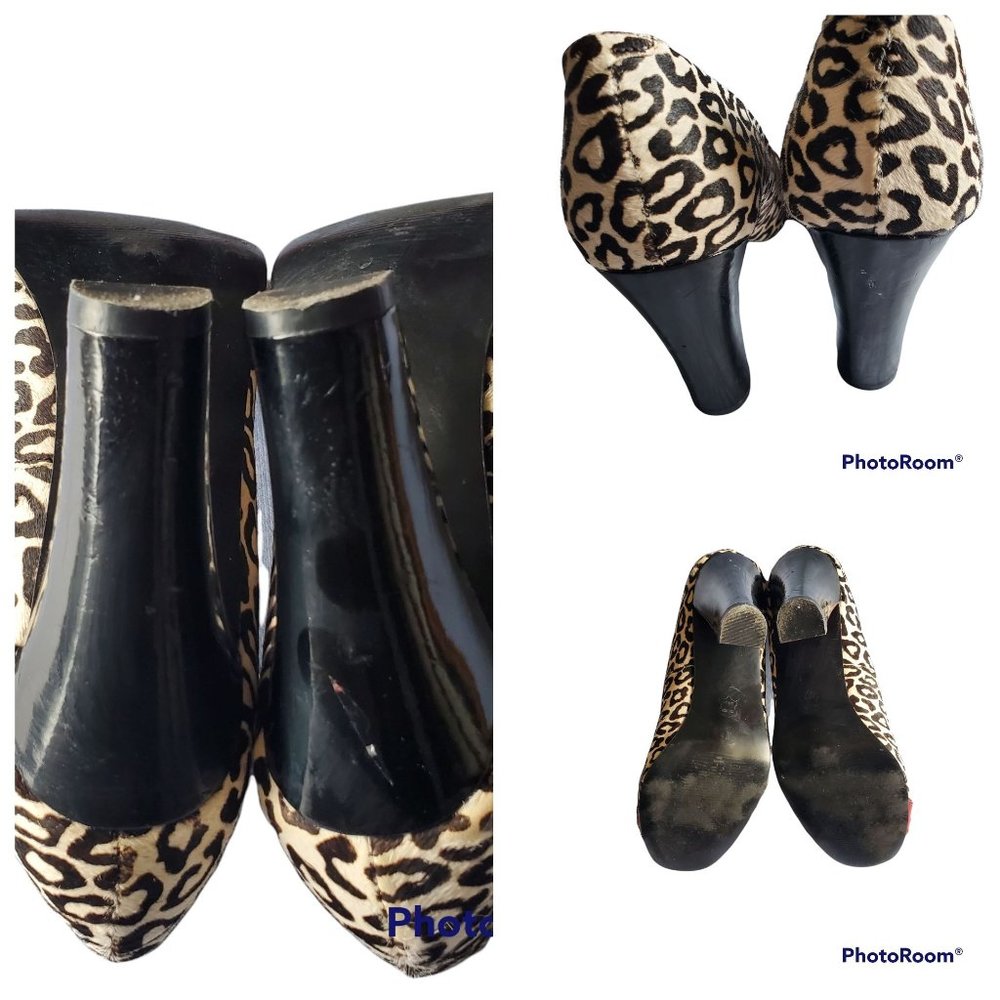 Steve Madden Women's Mindy Leopard Print Faux Fur Block Heel Stiletto‎ Size 9.5M - Picture 11 of 11